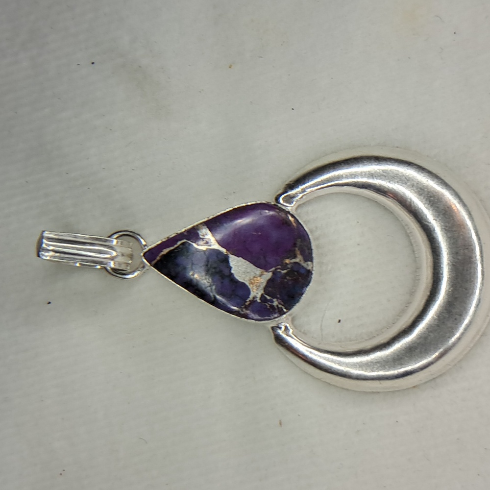 Silverplate and gemstone pendant